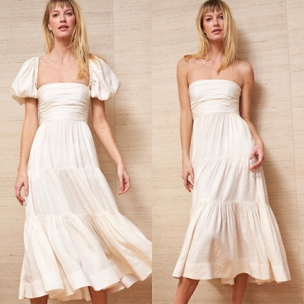 La Ligne NWT Sofia dress with detachable sleeves Ivory Size XL